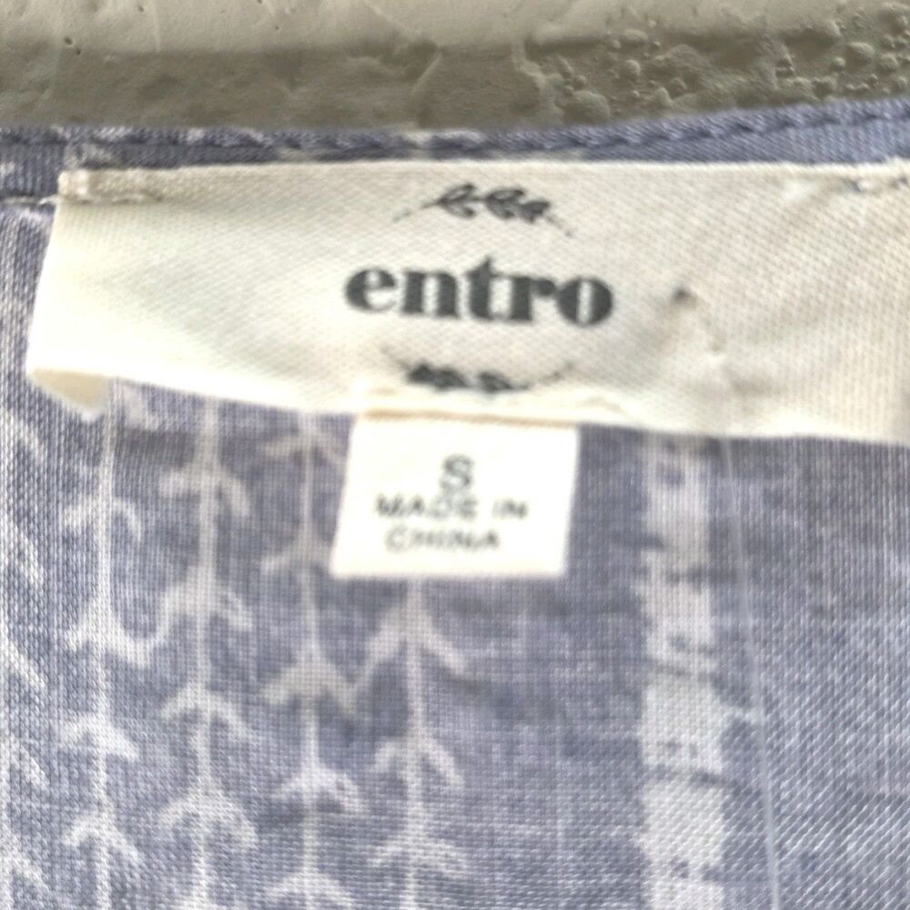 Entro Dusty Blue Print Kimono Cardigan Women S Open Front Boho Lightweight Rayon - Picture 3 of 8